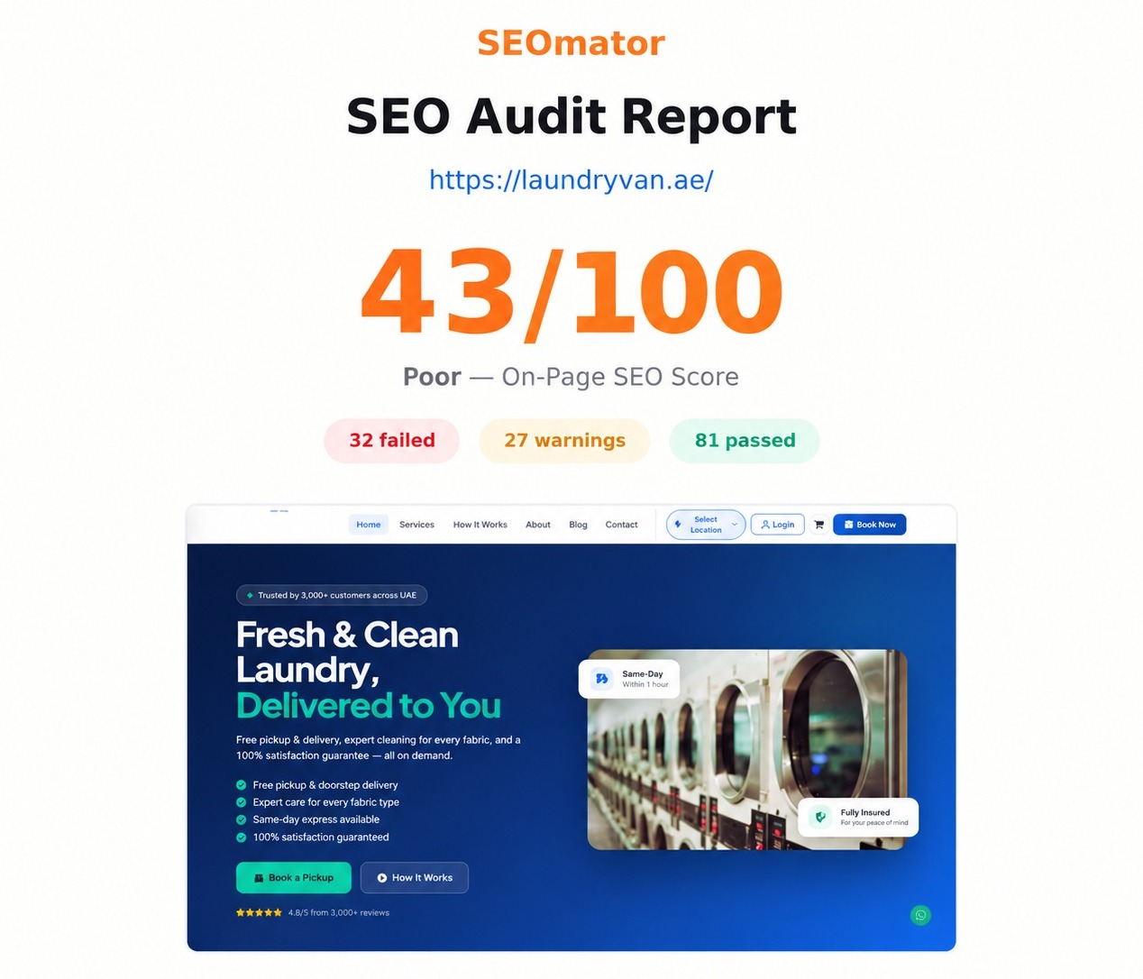 LaundryVan - SEO screenshot 1