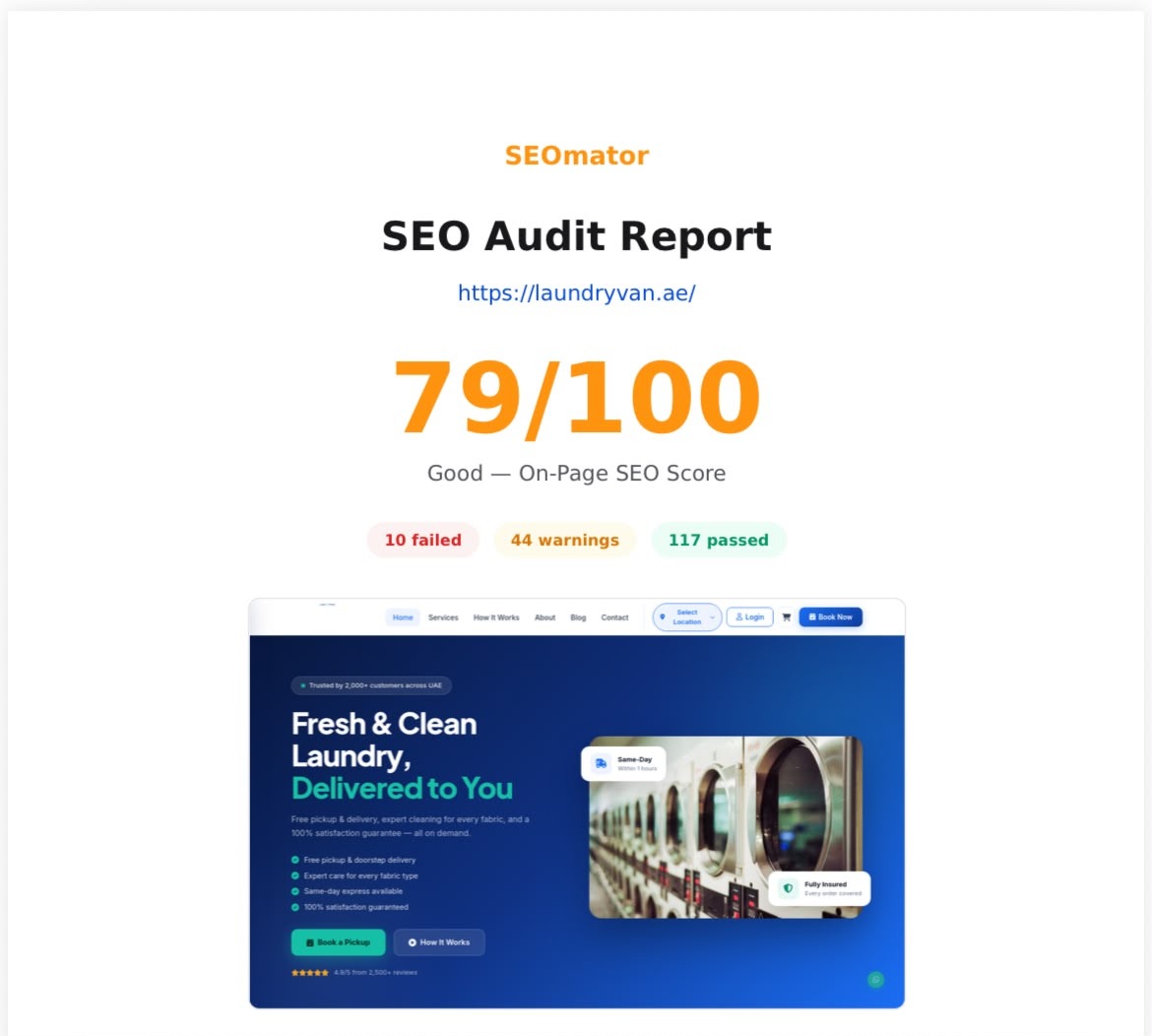 LaundryVan - SEO screenshot 2