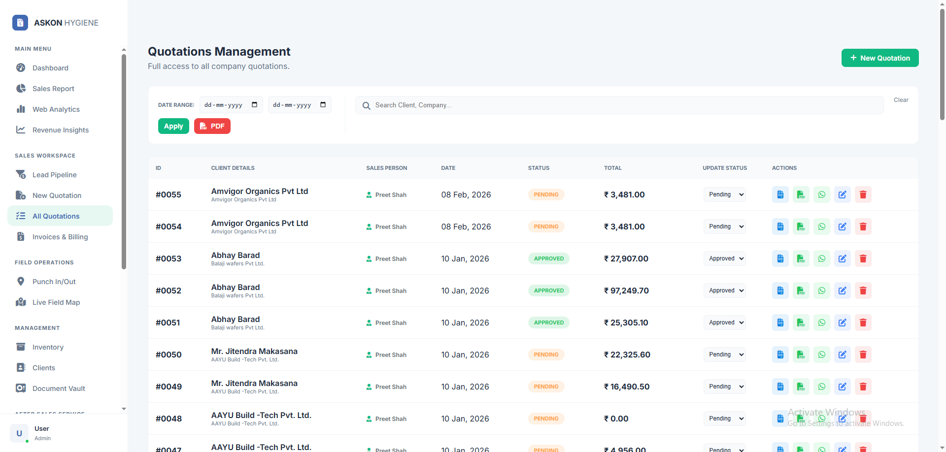Askon Hygiene Custom Software Development screenshot 6
