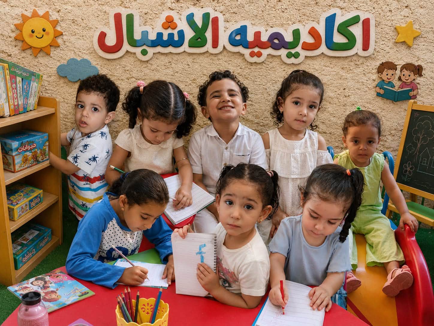 Happy students learning at Al Ashbal Academy
